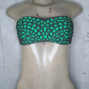 Branded Tube Padded Laser Cutted Bikini Top 👙