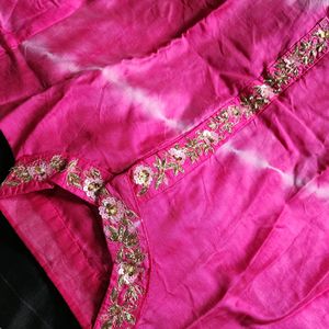 Pink Kurta And Peach Dupatta Set