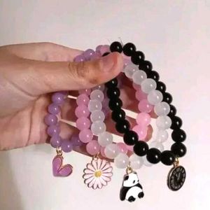 Cute Korean Bracelets With Charm Pack Of 4