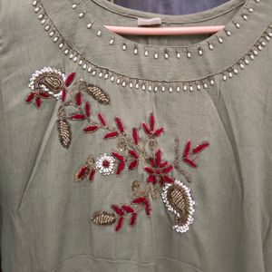 A Line Embroidery Kurti