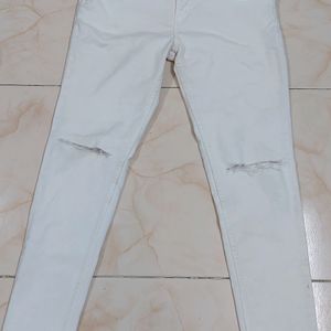 Women White Ripped Jeans