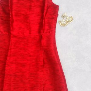 Indya Reddish Maroon Raw Silk Side Slit Kurta