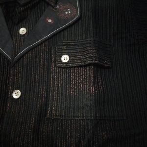 Black Maroon Shiny Shirt Look Coat