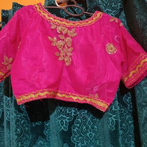 Pink And Yellow Lehenga With Blouse