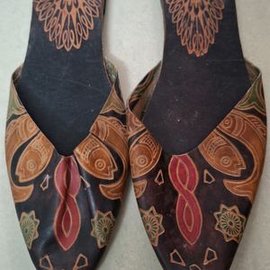 Printed Leather Mules Size 10 Inches