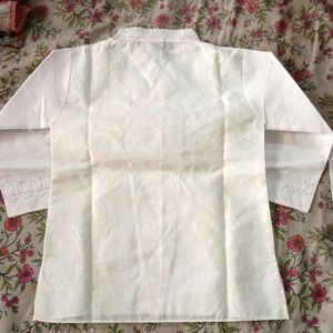 White Embroidered Dhoti Kurta For Kids