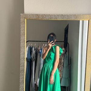 One Shoulder Emerald Green Maxi Dress