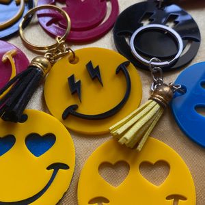 Set Of 10 Smiley Keychains