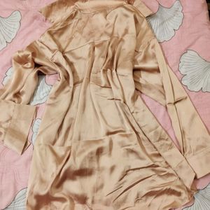 ZARA DUSTY PINK OVERSIZED SATIN SHIRT 🌸