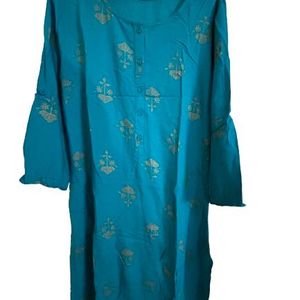 Women’s Printed teal Blue Kurta