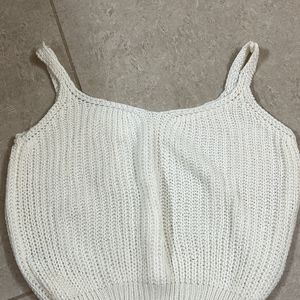 Knitted White Crop Top