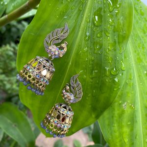 peacock design earrings