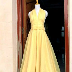 Yellow Halter Neck Hollywood Gown