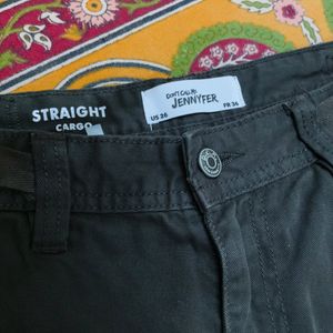 Charcoal Straight Cargo Adjustable Jeans