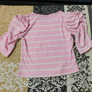 Puff Sleeve Striped Top