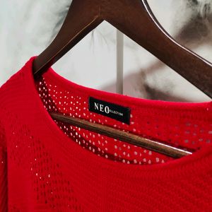 🆕 Red Hot Crochet Knitted Sweater