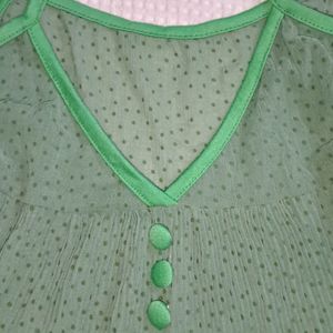 Y2k Georgette Polka Dot Flared Sheer Cami Top