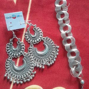 Silver Earring N Bracelet