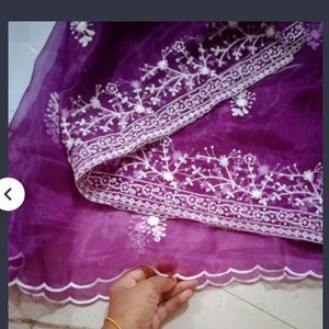 Purple Color Organza Suit With Dupatta