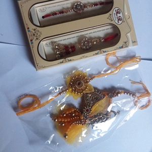 Handmade Rakhi for Brother and Bhabhi Combo Set