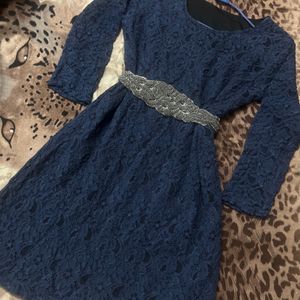 Blue One Piece Dress Without Belt