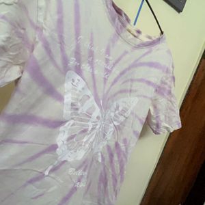 Lavender White Butterfly Tie Dye T Shirt 💜