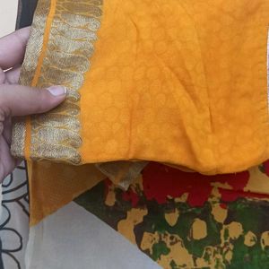 Beautiful Yellow Saree With Blouse