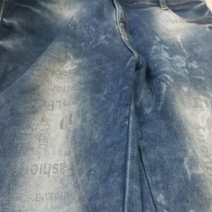 faded print jeans women