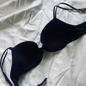 Black Embellished Padded Bra