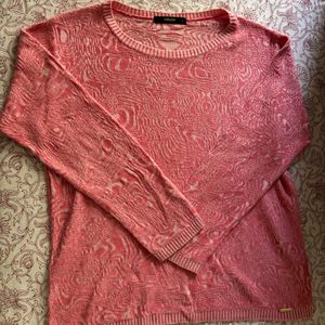 Pink Lightly Knitted Cotton Top - Madame - Size L