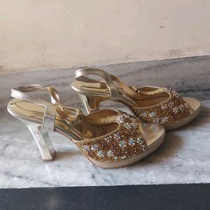 Party Wear Golden Heels.