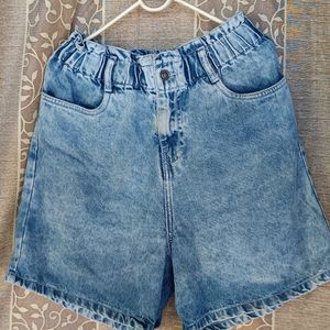 Denim wide leg shorts