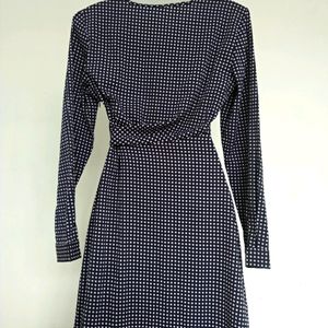 Checkered A Line Tie Knot Dress