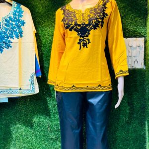 Cute Embroidery Short Kurtis