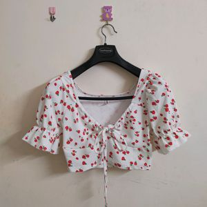 Floral top with front tie.