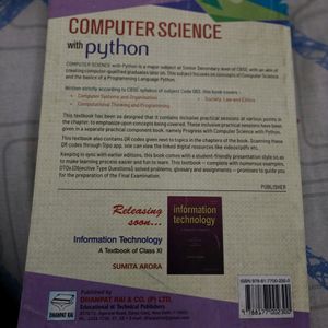 Computer Science With Python Class XI-sumita Arora