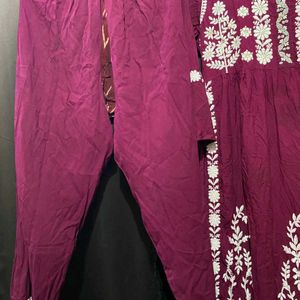 Purple Embroidery Kurta Set