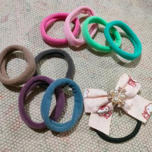 Hair Rubber Aesthetic Pastel Colors Bow Combo