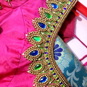 Pattu Saree With Heavy Maggam Blouse