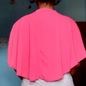 RED TURTLENECK SLEEVELESS CAPE TOP