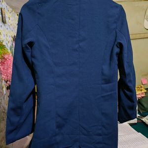 Ajio Navy Blue Full Sleeves Blazer