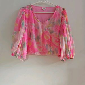 💓 Puff Sleeves Pink Top 💓