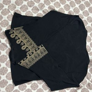 Black Top With Golden Embroidery