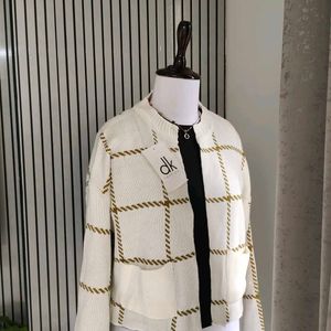 Vintage Checkered Open Front Cardigan