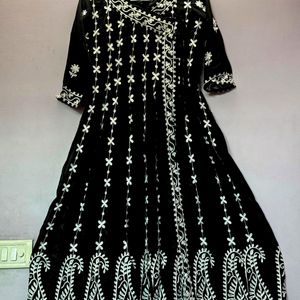 Black Georgette Chikankari Anarkali Kurta