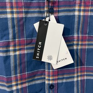 Snitch Blue Classic Slim Fit Checked Shirt