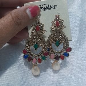 Multicolour Kundan Earrings