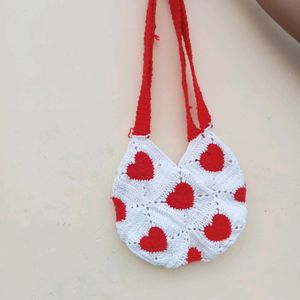 Crochet Heart Tote Bag