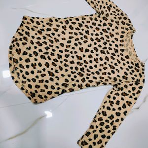 Biege Tiger Print Top