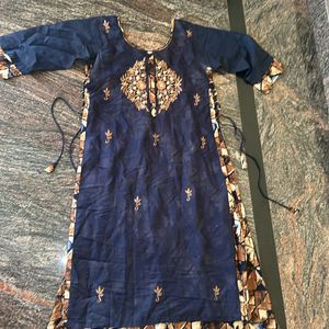 Navy Blue Embroidered Top